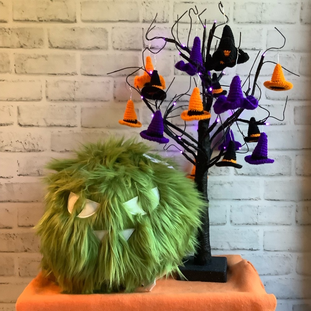 Novogratz Green Faux Fur Monster Pillow